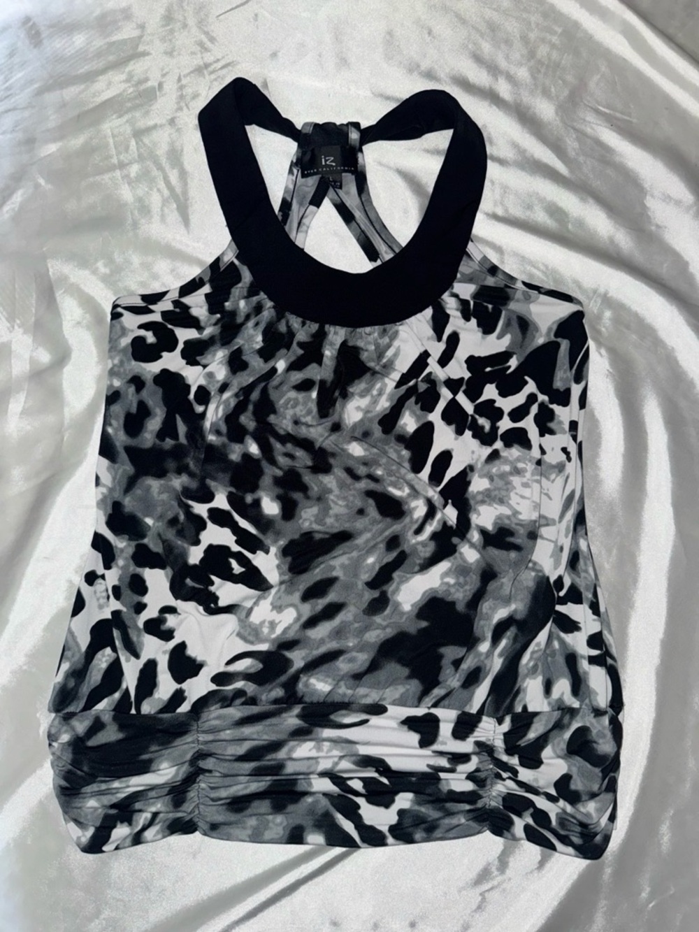 Byer California Black and White Abstract Racerback Tank